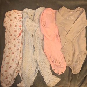 Assorted 6mo onesies/footie pajamas